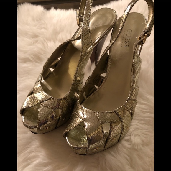 Guess Shoes - GUESS gold colored peep toe high heels